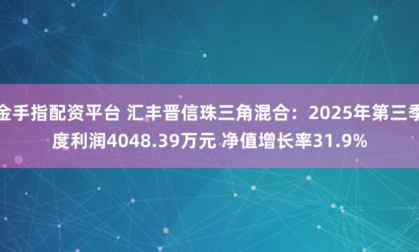 金手指配资平台 汇丰晋信珠三角混合：2025年第三季度利润4048.39万元 净值增长率31.9%